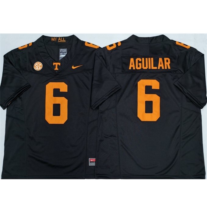 Men's Tennessee Volunteers #6 Joey Aguilar Black 2025 F.U.S.E. Stitched Jersey