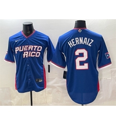 Men's Puerto Rico Baseball #2 Darell Hernaiz Royal 2026 World Baseball Classic Road Stadium Stitched Jersey