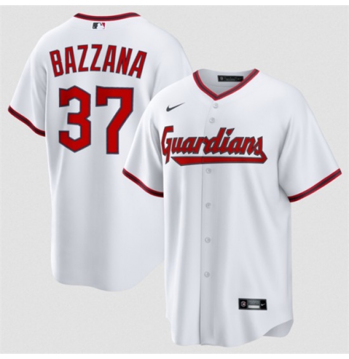 Men's Cleveland Guardians #37 Travis Bazzana White Home Limited Stitched Baseball Jersey