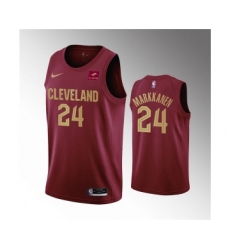 Men's Cleveland Cavaliers #24 Lauri Markkanen Wine Icon Edition Stitched Basketball Jersey