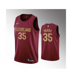Men's Cleveland Cavaliers #35 Isaac Okoro Wine Icon Edition Stitched Basketball Jersey