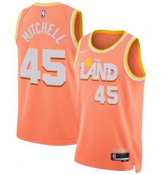 Men's Cleveland Cavaliers #45 Donovan Mitchell Orange 2025-26 City Edition Swingman Stitched Jersey