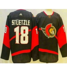 Men's Ottawa Senators #18 Tim Stutzle Black 2022 Reverse Retro Authentic Jersey