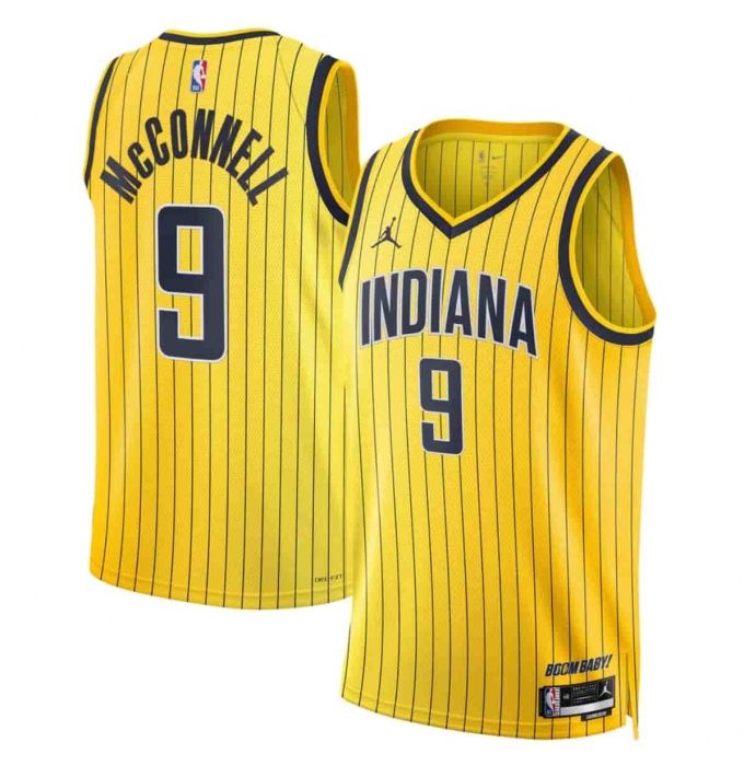 Men's Indiana Pacers #9 T.J. McConnell Yellow 2026-27 Statement Edition Swingman Stitched Basketball Jersey