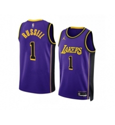 Men's Los Angeles Lakers #1 D’Angelo Russell Purple Stitched Basketball Jersey