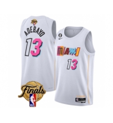 Men's Miami Heat #13 Bam Adebayo White 2023 Finals City Edition With NO.6 Stitched Basketball Jersey