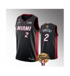 Men's Miami Heat #2 Gabe Vincent Black 2023 Finals Icon Edition With NO.6 Stitched Basketball Jersey