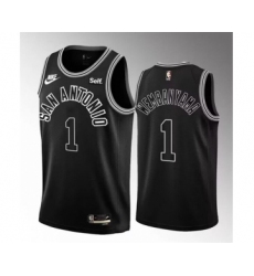 Men's San Antonio Spurs #1 Victor Wembanyama Black 2022-23 Classic Edition Stitched Basketball Jersey