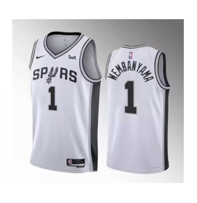 Men's San Antonio Spurs #1 Victor Wembanyama White 2022-23 Association Edition Stitched Basketball Jersey