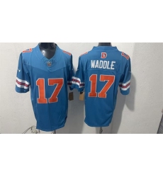 Men's Denver Broncos #17 Jaylen Waddle Blue F.U.S.E. With Throwback Vapor Limited Football Stitched Jersey