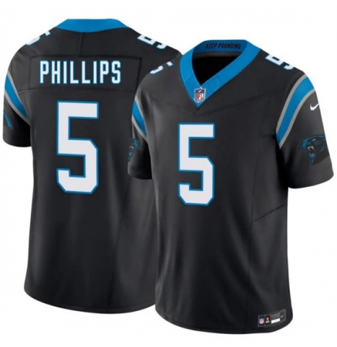 Men's Carolina Panthers #5 Jaelan Phillips Black 2025 F.U.S.E. Vapor Limited Stitched Football Jersey
