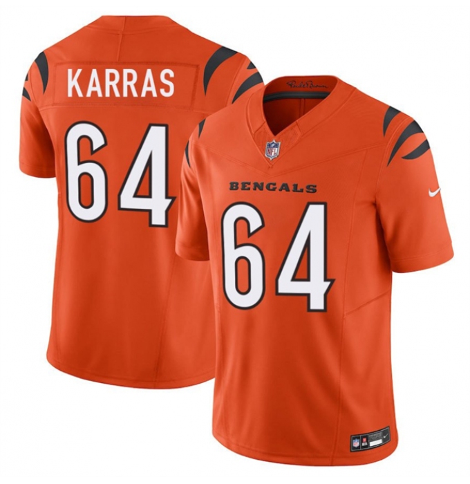 Men's Cincinnati Bengals #64 Ted Karras Orange 2025 F.U.S.E. Vapor Untouchable Limited Stitched Football Jersey