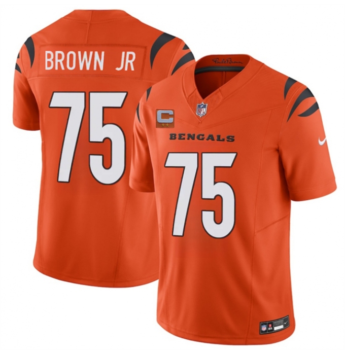 Men's Cincinnati Bengals #75 Orlando Brown Jr Orange 2025 F.U.S.E. With 2-Star C Vapor Untouchable Limited Stitched Football Jersey
