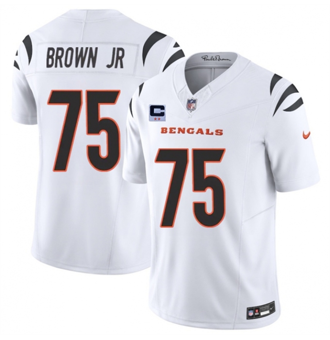 Men's Cincinnati Bengals #75 Orlando Brown Jr White 2025 F.U.S.E. With 2-Star C Vapor Untouchable Limited Stitched Football Jersey