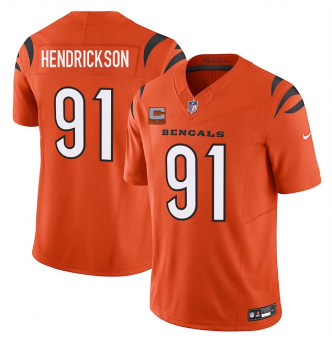 Men's Cincinnati Bengals #91 Trey Hendrickson Orange 2025 F.U.S.E. With 1-Star C Vapor Untouchable Limited Stitched Football Jersey