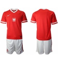 Men's Poland Custom Euro 2021 Red Soccer Jersey and Shorts