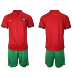 Men's Portugal Custom Euro 2021 Soccer Jersey and Shorts Red