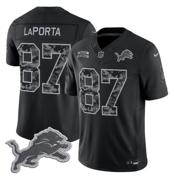 Men's Detroit Lions #87 Sam LaPorta Black F.U.S.E. 2026 Salute to Service Limited Football Stitched Jersey