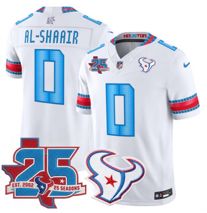 Men's Houston Texans #0 Azeez Al-Shaair White 2026 25th Anniversary F.U.S.E. Rivalries Collection Limited Football Stitched Jersey