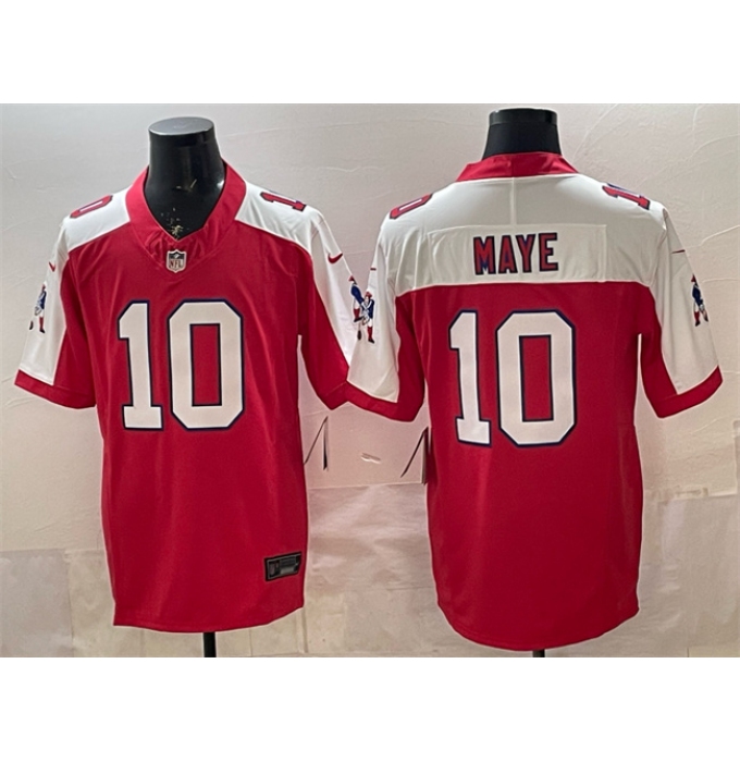 Men's New England Patriots #10 Drake Maye Red Alternate F.U.S.E. Throwback Vapor Limited Stitched Football Jersey