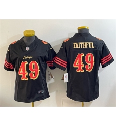 Women's San Francisco 49ers #49 Faithful Black 2025 F.U.S.E. “Rivalries” Vapor Limited Stitched Jersey(Run Small)
