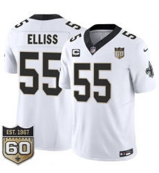 Men's New Orleans Saints #55 Kaden Elliss White 2026 F.U.S.E With 1-Star C And 60th Anniversary Vapor Limited Football Stitched Jersey