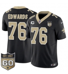 Men's New Orleans Saints #76 David Edwards Black 2026 F.U.S.E With 1-Star C And 60th Anniversary Vapor Limited Football Stitched Jersey