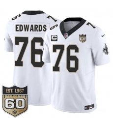 Men's New Orleans Saints #76 David Edwards White 2026 F.U.S.E With 1-Star C And 60th Anniversary Vapor Limited Football Stitched Jersey