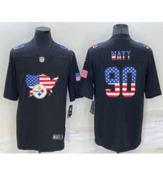 Men's Pittsburgh Steelers #90 TJ Watt 2022 USA Map Fashion Black Color Rush Stitched Nike Limited Jersey