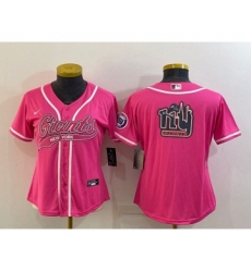 Women's New York Giants Pink Team Big Logo With Patch Cool Base Stitched Baseball Jersey
