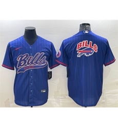Men's Buffalo Bills Team Big Logo With Patch Cool Base Stitched Baseball Jersey