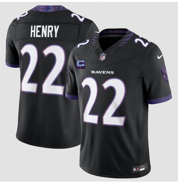 Men's Baltimore Ravens #22 Derrick Henry Black 2026 With 1-Star C F.U.S.E. Alternate Vapor Limited Football Stitched Jersey