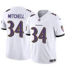 Men's Baltimore Ravens #34 Keaton Mitchell White 2025 F.U.S.E. Vapor Limited Football Jersey