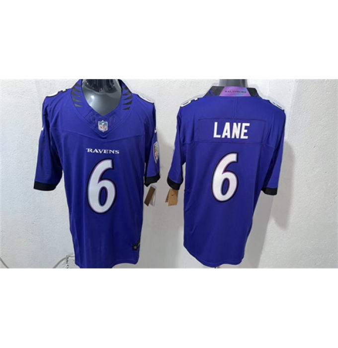 Men's Baltimore Ravens #6 Ja'Kobi Lane Purple 2026 F.U.S.E. Vapor Stitched Limited Football Stitched Jersey