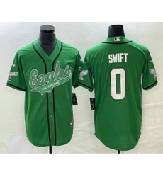 Men's Nike Philadelphia Eagles #0 DAndre Swift Green Cool Base Stitched Baseball Jersey