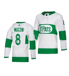 Men's Adidas Toronto Maple Leafs #8 Jake Muzzin adidas White 2019 St. Patrick's Day Authentic Player Stitched NHL Jersey