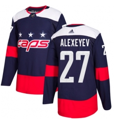 Men's Adidas Washington Capitals #27 Alexander Alexeyev Authentic Navy Blue 2018 Stadium Series NHL Jersey