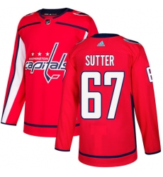 Men's Adidas Washington Capitals #67 Riley Sutter Authentic Red Home NHL Jersey