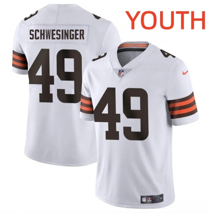 Youth Cleveland Browns #49 Carson Schwesinger White Vapor Untouchable Limited Stitched Football Jersey