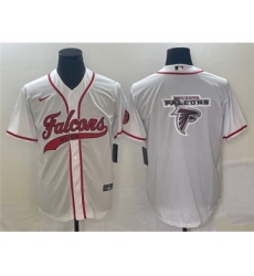 Men's Atlanta Falcons White Team Big Logo Cool Base Stitched Baseball Jersey