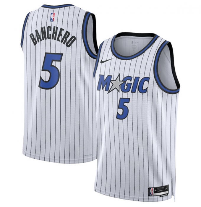 Men's Orlando Magic #5 Paolo Banchero White 2025 Association Edition Stitched Basketball Jersey