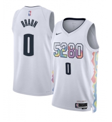 Men's Denver Nuggets #0 Christian Braun White 2024-25 City Edition Stitched Basketball Jersey
