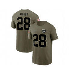 Men's Las Vegas Raiders #28 Josh Jacobs 2022 Olive Salute to Service T-Shirt