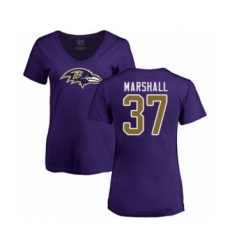 Football Women's Baltimore Ravens #37 Iman Marshall Purple Name & Number Logo T-Shirt