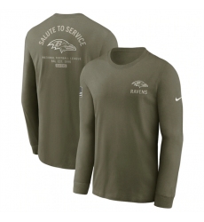 Men's Baltimore Ravens Olive 2025 Salute to Service Sideline Long Sleeve T-Shirt