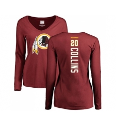 Football Women's Washington Redskins #20 Landon Collins Maroon Backer Long Sleeve T-Shirt