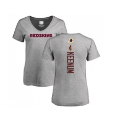 Football Women's Washington Redskins #4 Case Keenum Ash Backer T-Shirt