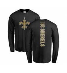 Football New Orleans Saints #35 Marcus Sherels Black Backer Long Sleeve T-Shirt