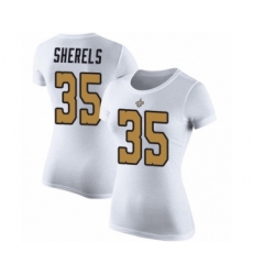 Football Women's New Orleans Saints #35 Marcus Sherels White Rush Pride Name & Number T-Shirt
