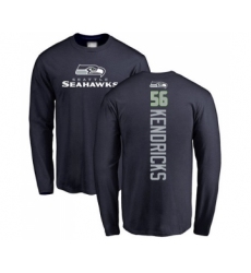 Football Seattle Seahawks #56 Mychal Kendricks Navy Blue Backer Long Sleeve T-Shirt